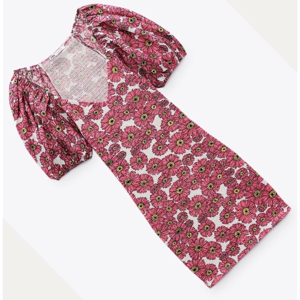 NWT Zara printed dress with balloon sleeves Large 1131/807